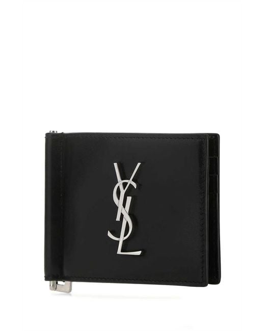 Saint Laurent Black Leather Card Holder for men