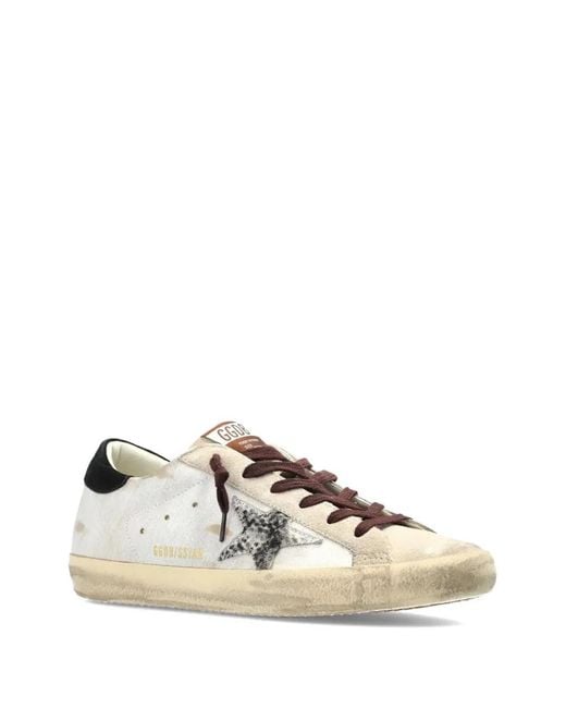 Golden Goose Deluxe Brand White Super-Star Sneakers With Animal Print