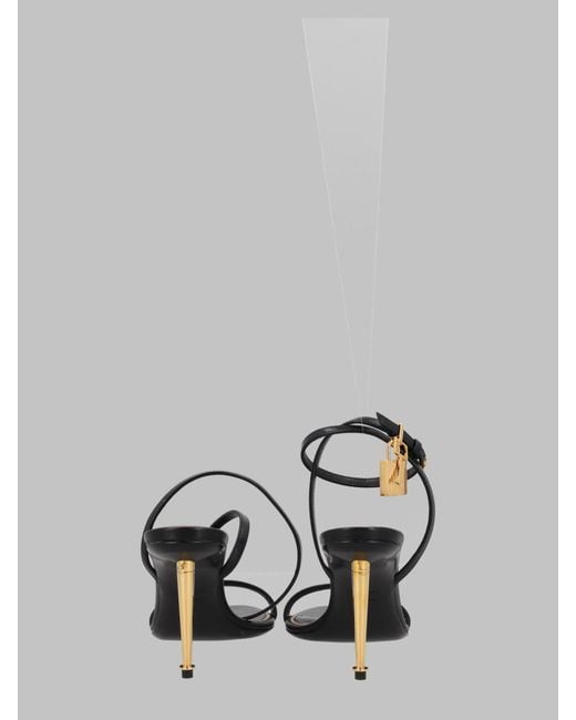 Tom Ford Metallic Leather Ankle-Strap Sandals
