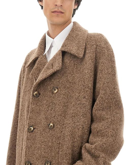Dolce & Gabbana Natural Dolce & Gabbana Double-Breasted Coat for men