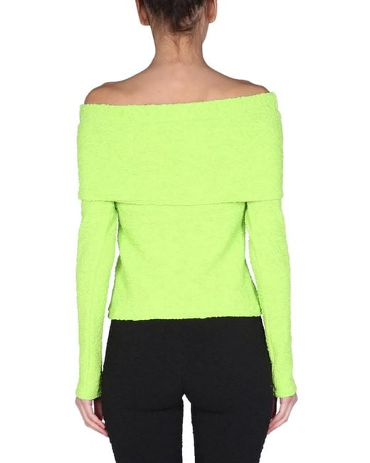 MSGM Green Boat Neck Top