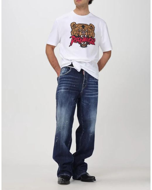DSquared² White Bear Logo Regular Fit T-Shirt for men