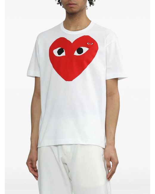 COMME DES GARÇONS PLAY Red Cotton T-Shirt for men