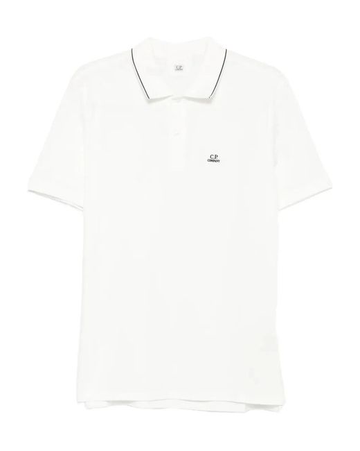 C P Company White C.P.Company Stretch Piquet Short Sleeve Logo for men