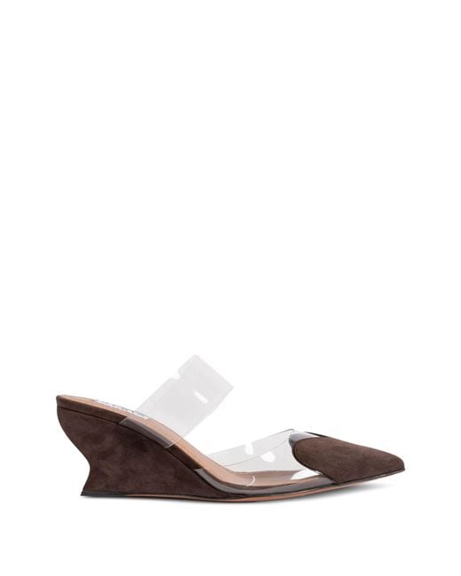 Alaïa Brown Alaia Transparent-Panel Wedge Mules