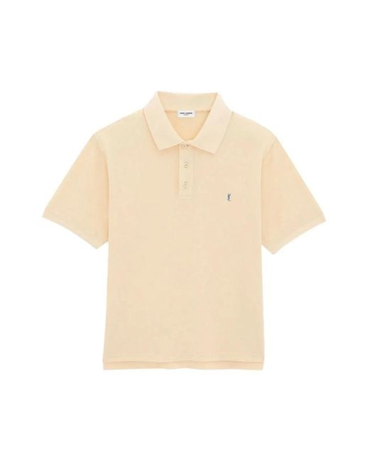 Saint Laurent Natural Cassandre Ysl Logo Polo Shirt for men