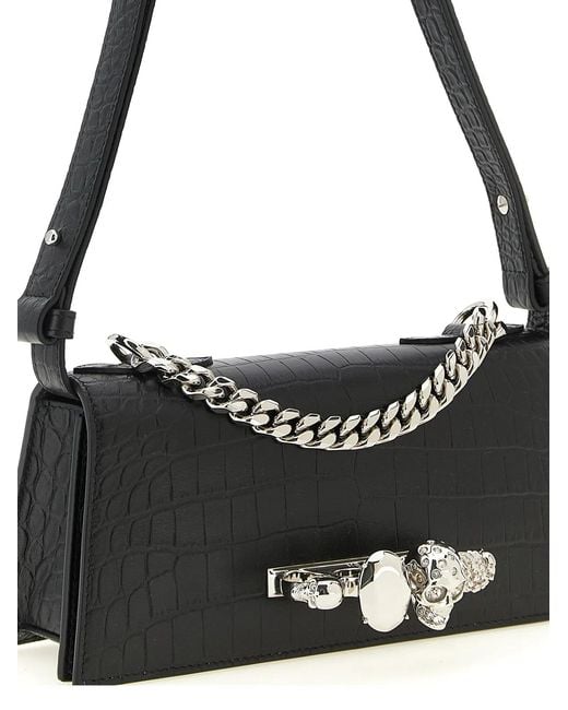 McQueen Black 'Jewelled' Mini Shoulder Bag