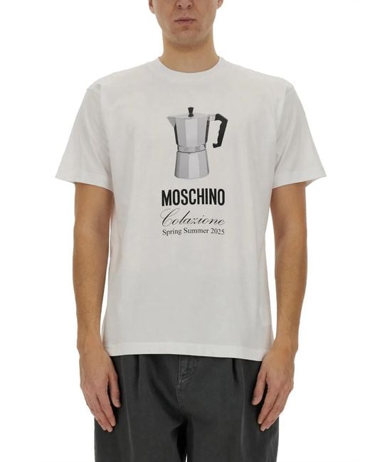 Moschino White "Breakfast" T-Shirt for men