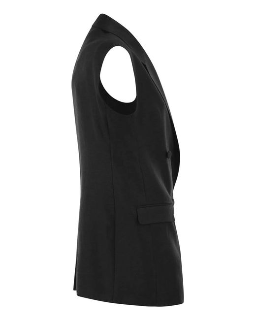 Tagliatore Black Double-Breasted Linen Waistcoat