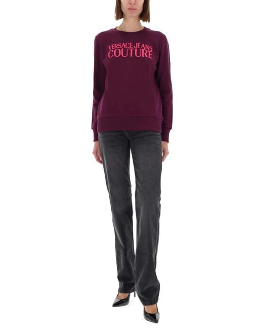 Versace Jeans Couture Purple Sweatshirt With Logo
