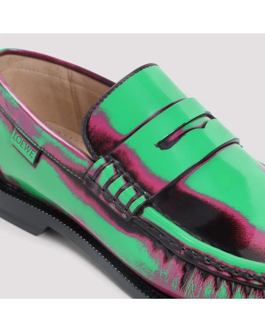 Loewe Green Campo Brushed Loafers