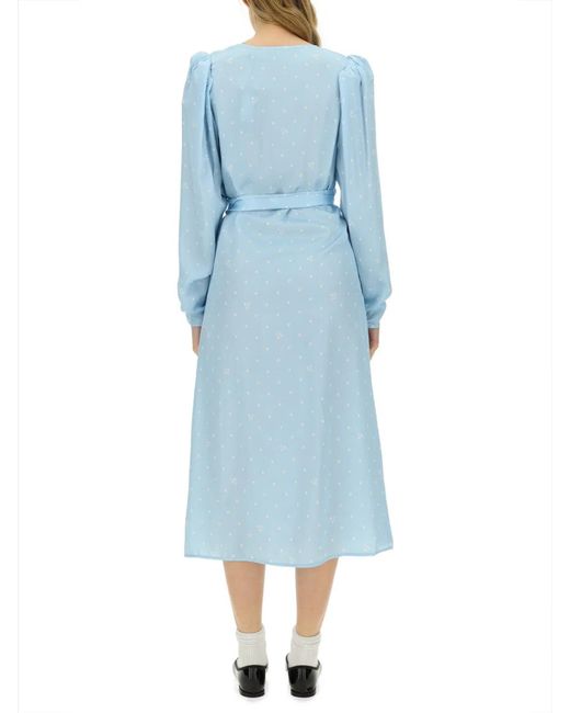 ROTATE BIRGER CHRISTENSEN Blue Dress With Bow