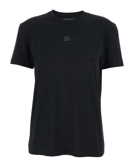Dolce & Gabbana Black Dolce & Gabbana Crewneck Logo T-Shirt