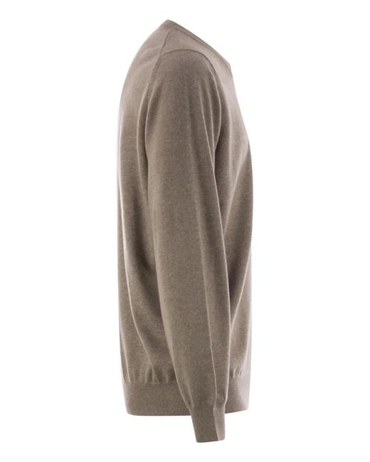 Brunello Cucinelli Brown Pure Cashmere Crew-Neck Sweater for men