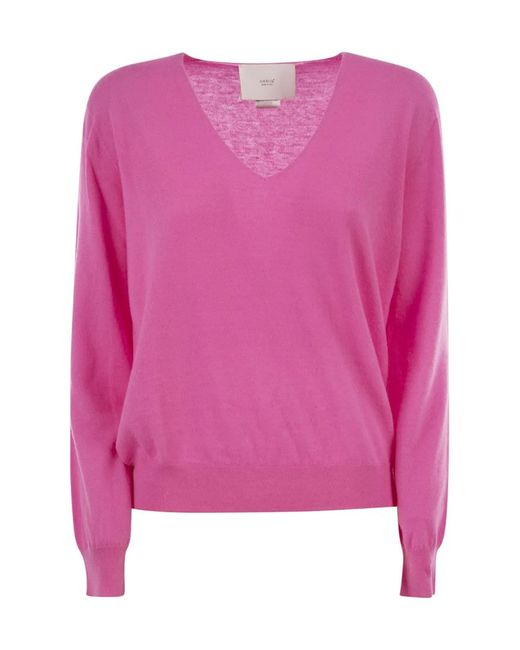 Vanisé Pink Cashmere V-Neck Jumper