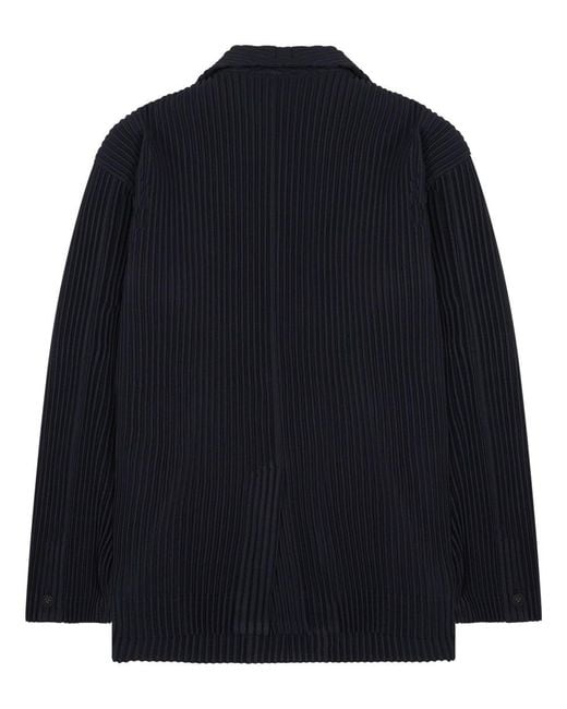 Homme Plissé Issey Miyake Blue Homme Plisse Issey Miyake Plissé Single-Breasted Blazer