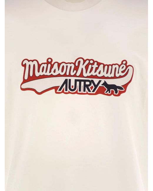 Autry X Maison Kitsune White T-Shirt With Logo