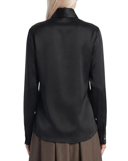 Khaite Black Ivy Long-Sleeved Satin Shirt