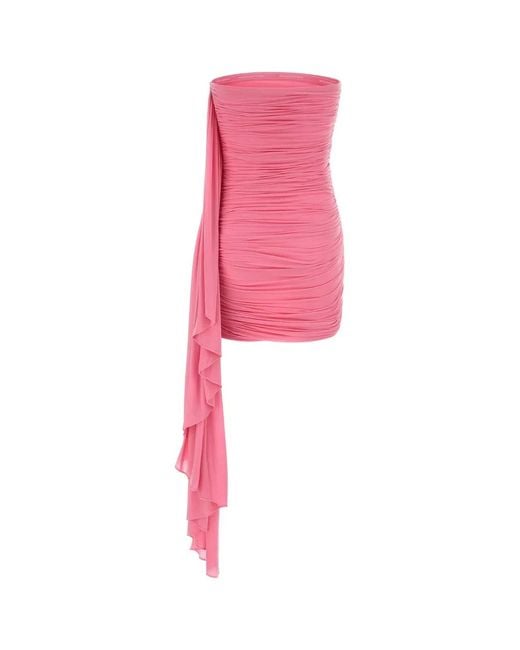 Alexander Wang Pink Asymmetric Ruched Strapless Mini Dress