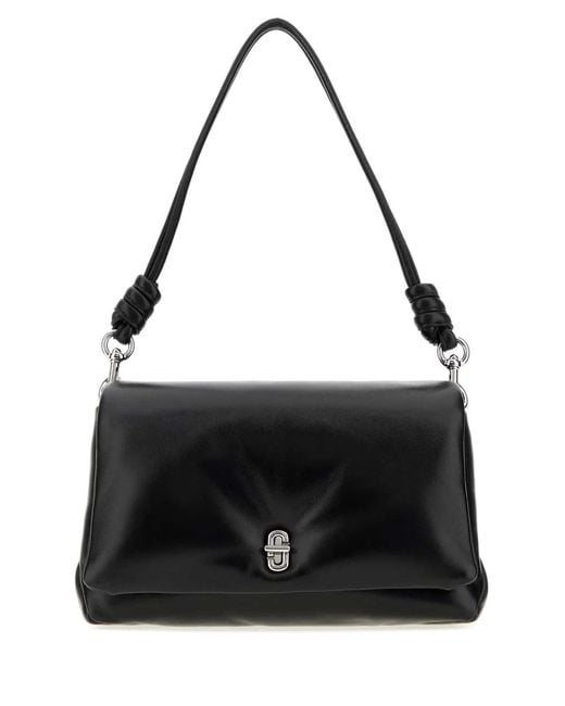 Marc Jacobs Black The Dual Puffy Leather Shoulder Handbag, 28 Cm