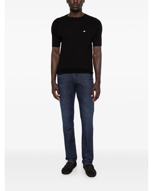 Emporio Armani Blue Cotton Elastane Pockets Pants