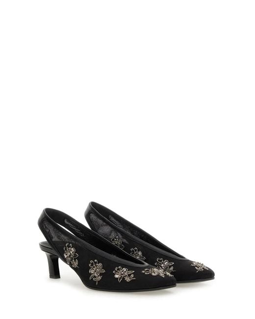 Fendi Black Slingback With Embroidery