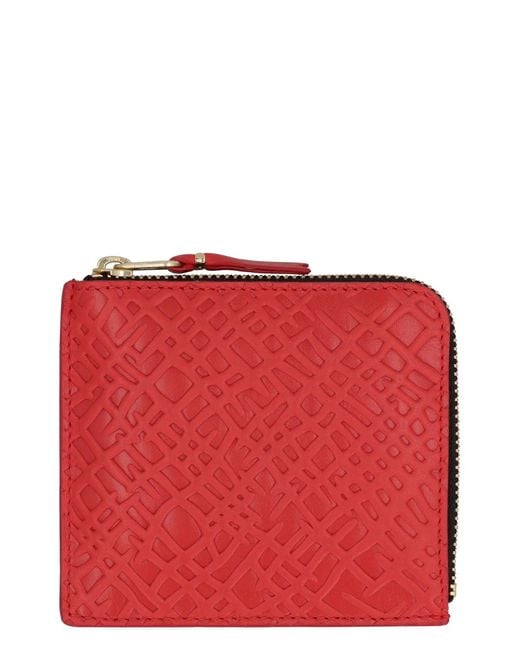 Comme des Garçons Red Wallet Leather Zipped Coin Purse for men