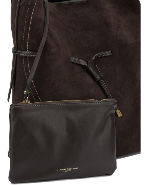 Gianni Chiarini Black Cow Leather Polyester Polyurethane Cotton Shoulder Bags