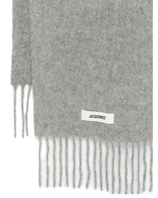 Jacquemus Gray Carro Scarf With Fringes for men