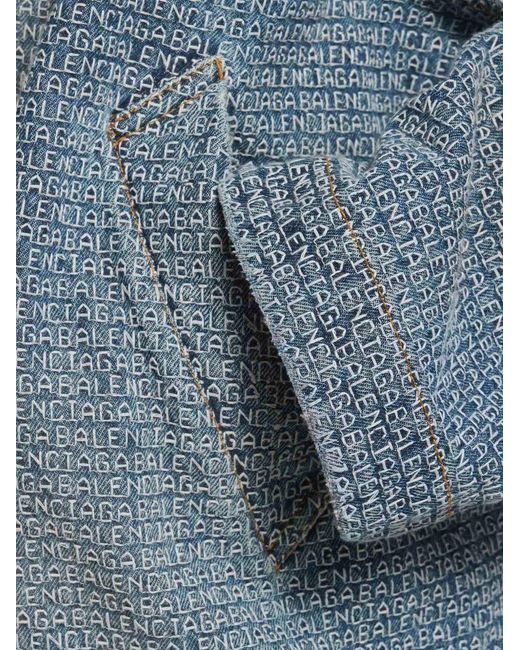 Balenciaga Blue Denim Stitch Hooded Jacket for men
