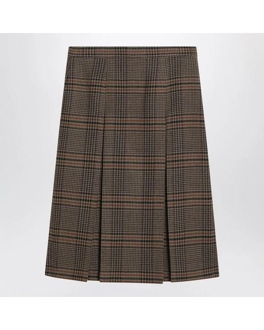 Saint Laurent Brown Wool And Cashmere Midi Skirt