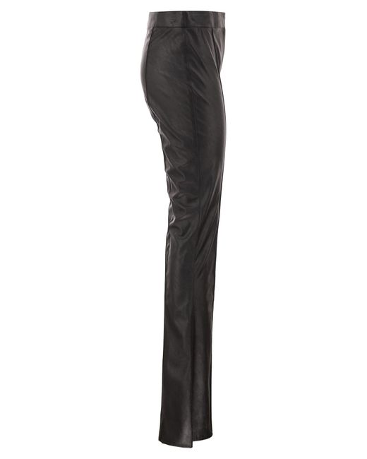 Elisabetta Franchi Black Faux Leather-Effect Flared Trousers