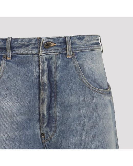 Maison Margiela Blue Washed Denim Straight-Leg Cropped Jeans for men