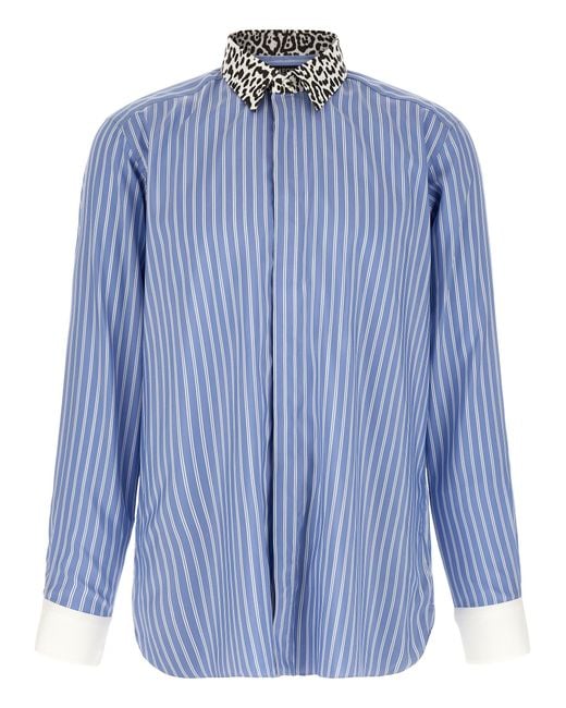Tom Ford Blue Animal Print Collar Shirt for men