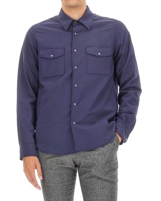 Aspesi Blue Double Shirt for men