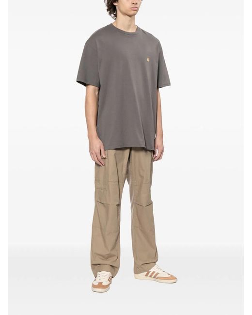 Carhartt Gray Logo Cotton Polo Shirt for men