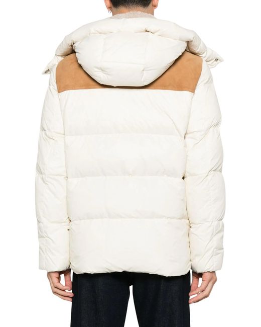 KIRED White Suede-Panelled Puffer Jacket for men