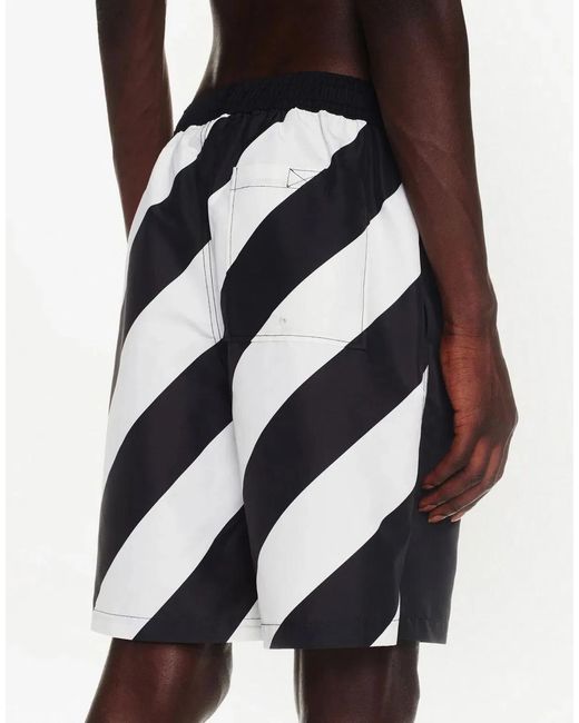 Off-White c/o Virgil Abloh Black Diagonal Logo Surfer Swim Shorts for men