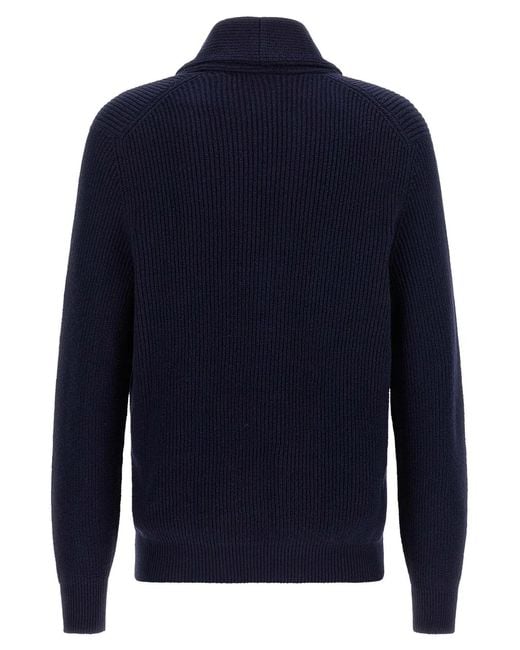Brunello Cucinelli Blue Malfilé Cotton Cardigan for men