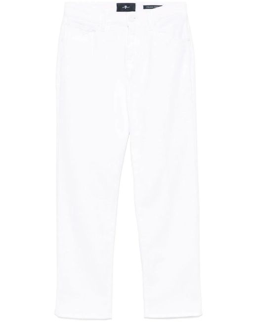 7 For All Mankind White Title: Bootcut Stretch Denim Jeans With Metallic Fibre