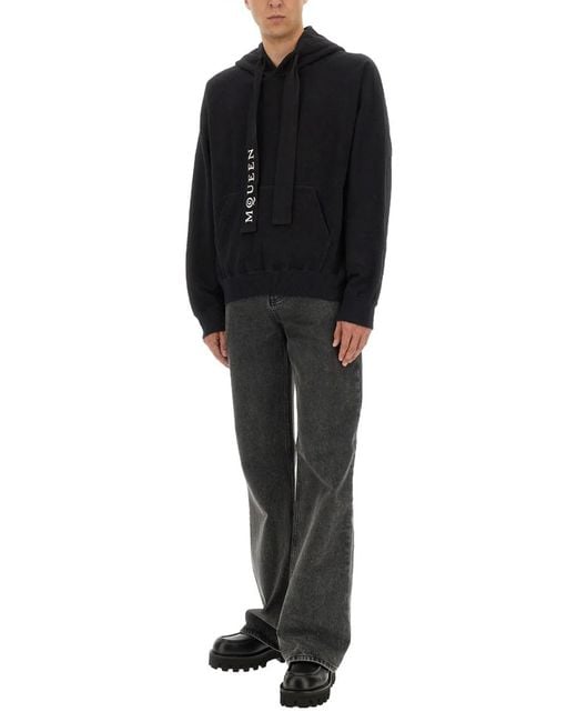 McQueen Black Cotton Sweatshirts for men