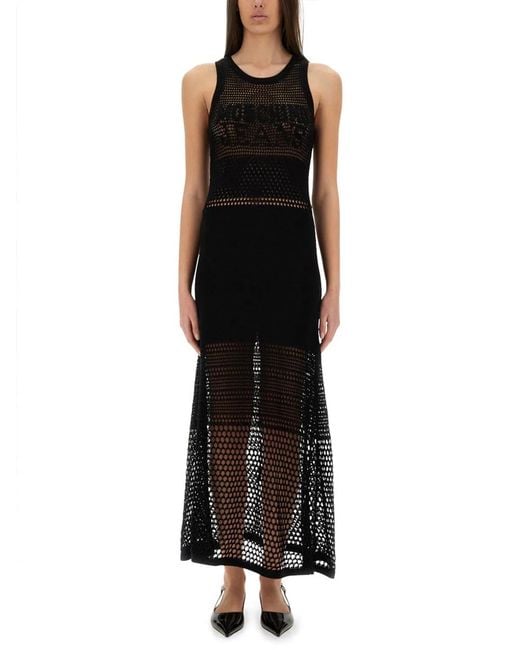 Moschino Black Mesh Dress With Logo