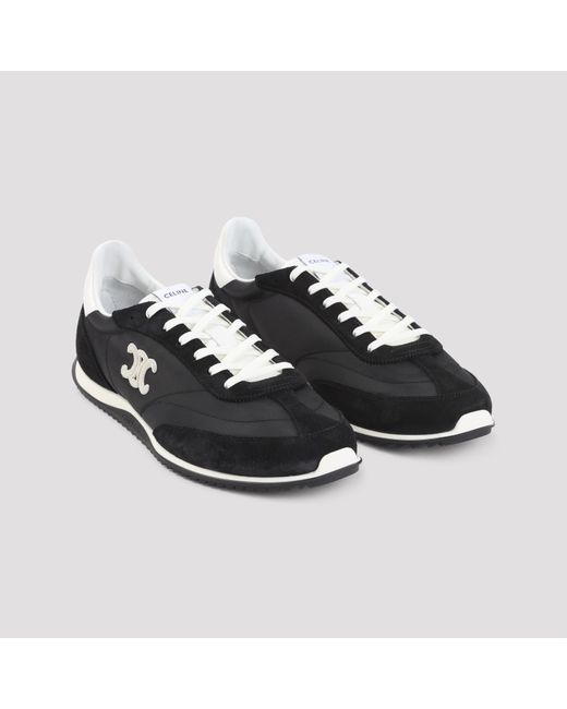 Céline Black Suede Calf Leather Low Lace-Up Sneakers With Triomphe for men