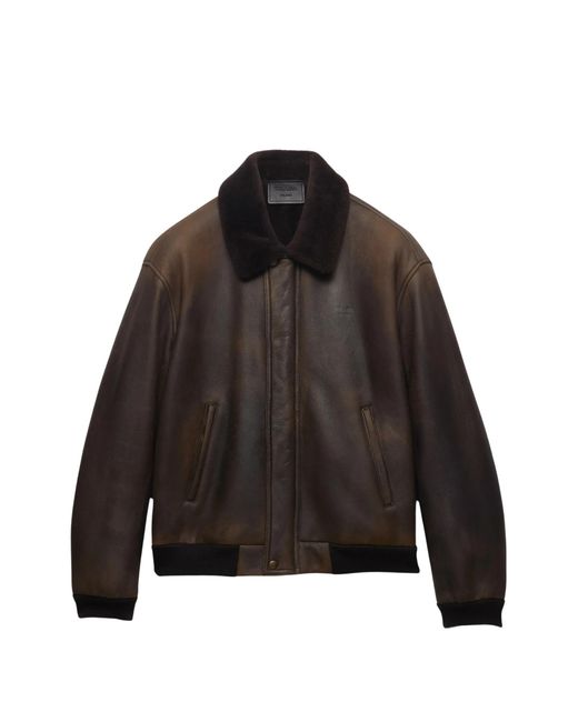 Prada Black Shearling Bomber Jacket for men