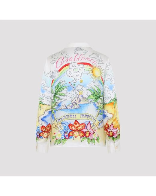 Casablanca White Better Days Silk Long Sleeves Shirt for men