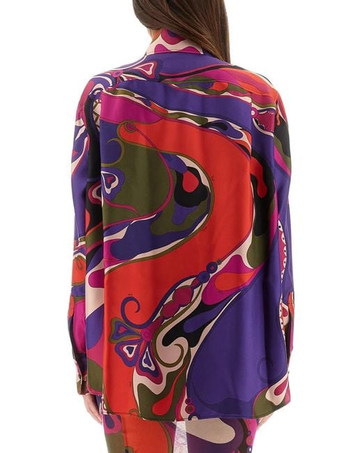 Emilio Pucci Red Orchid Print Shirt