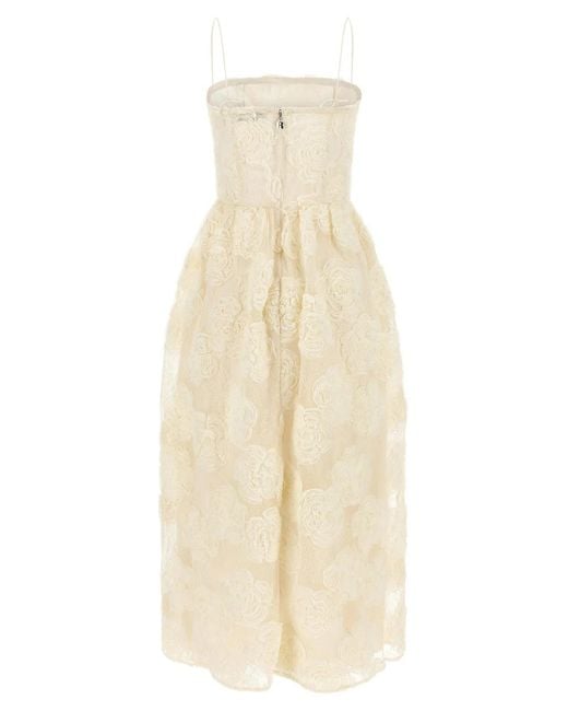 ROTATE BIRGER CHRISTENSEN White Rotate Birger Christensen 'Flower Mesh Midi' Dress