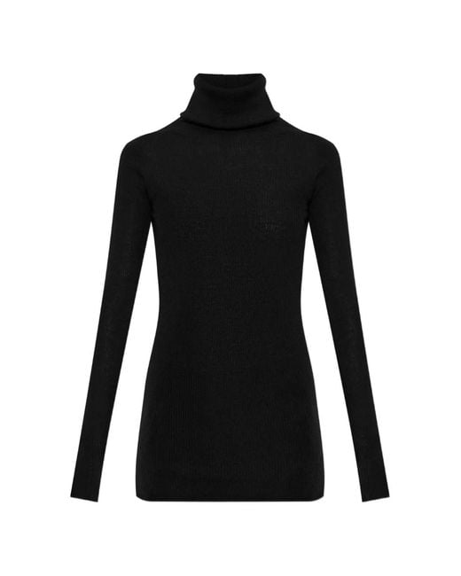 Rick Owens Black Wool Turtle-Neck Sweater