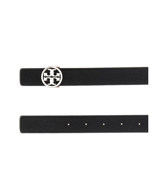 Tory Burch Black Light Leather Logo Belt
