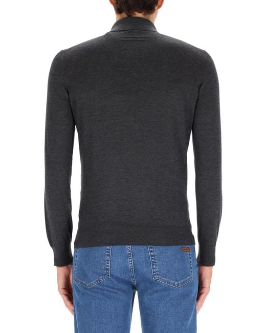 Zegna Black Cashmere Polo Shirt for men